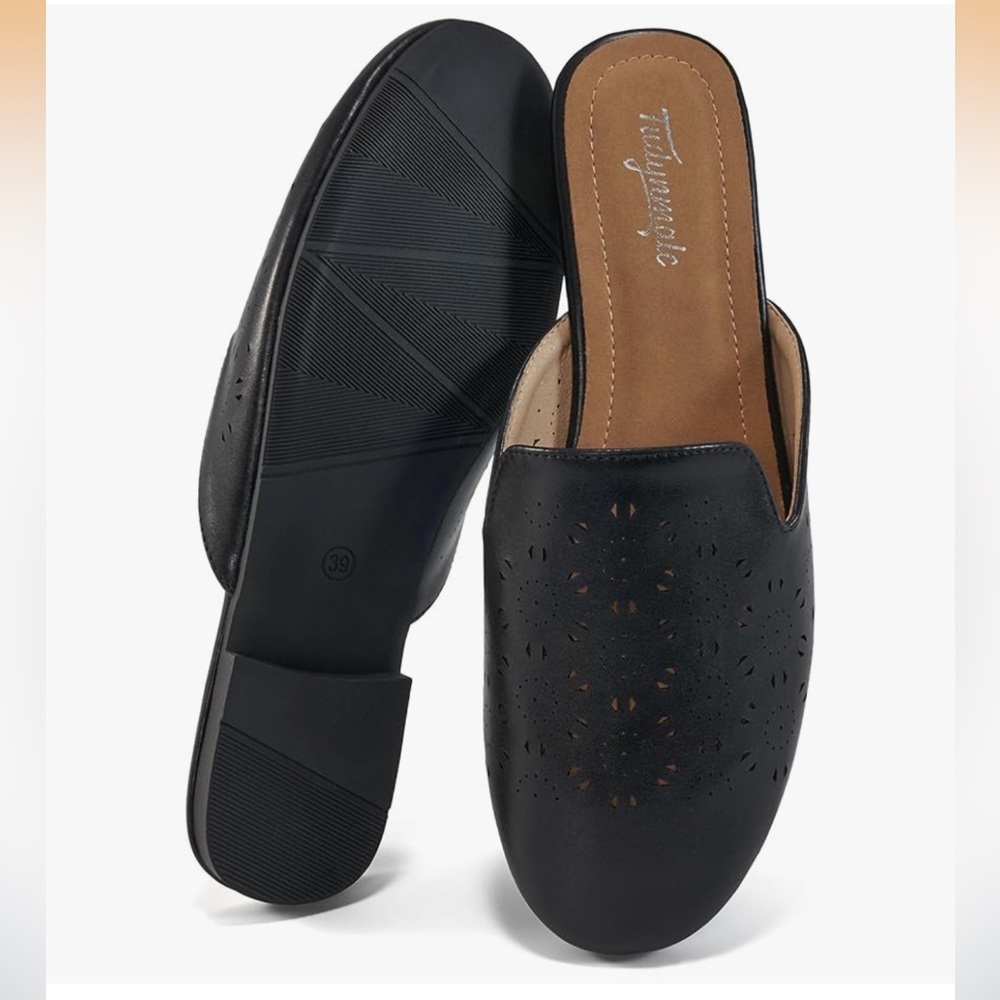 Vegan Leather Perforated Mules - Picture 5 of 7